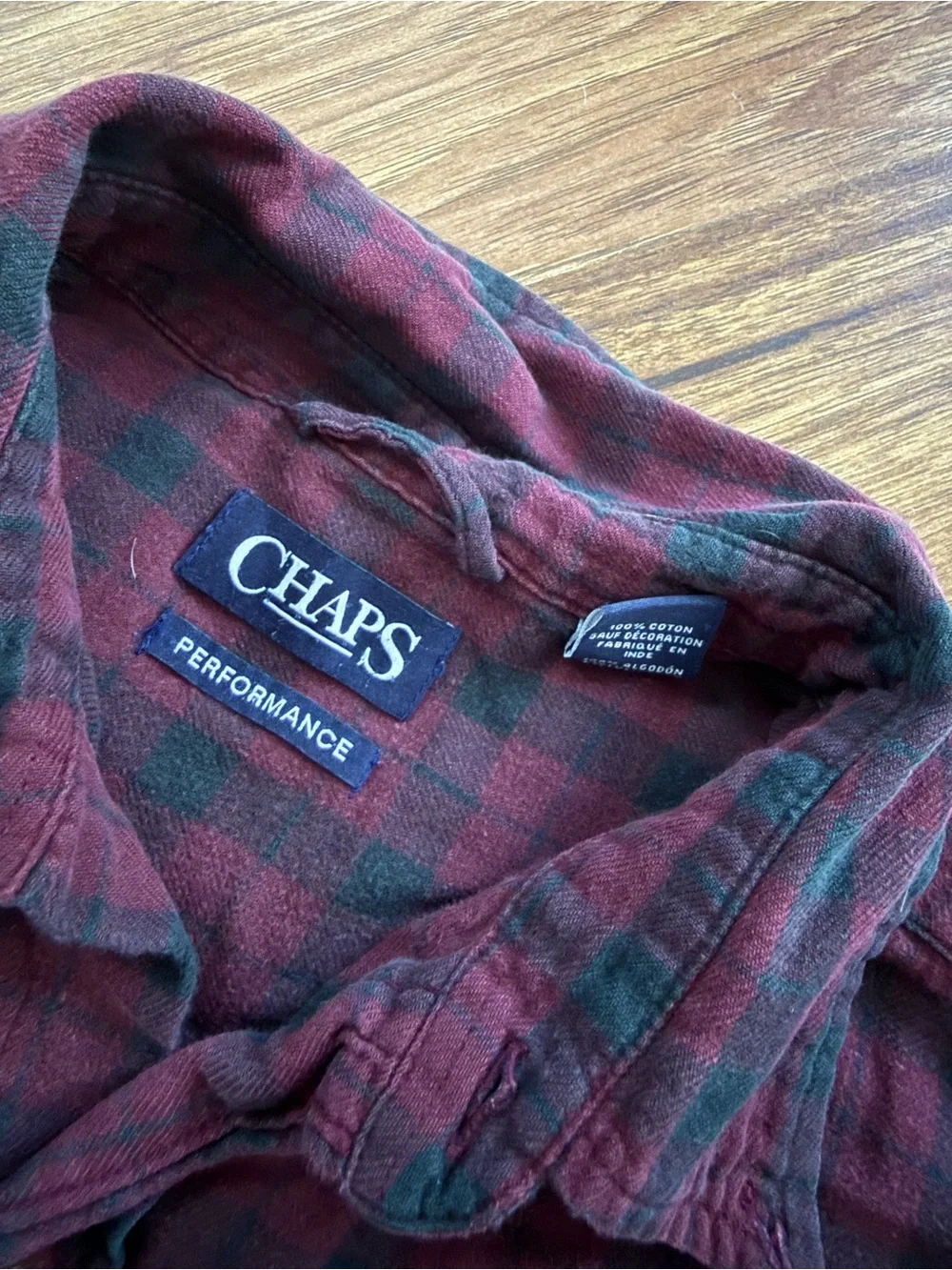 Chaps Men’s Maroon and Black Plaid Button-Down Shirt